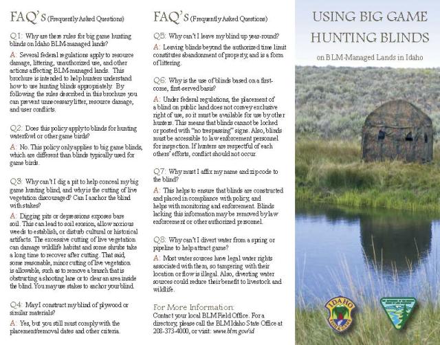 Using hunting blinds FAQs page