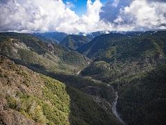 Aerial image of the American River through steep granite hills. Photo by John Cicarrelli, BLM.