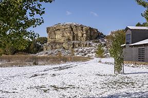 Pompeys Pillar National Monument in the snow
