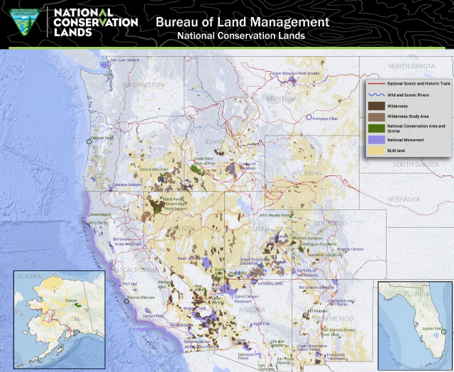 western united states depicting all national conservation lands units 