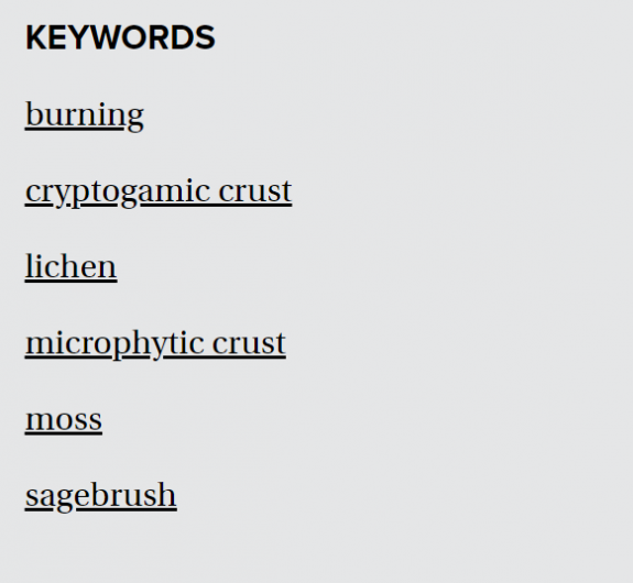 A screenshot of the suggested keywords section on a BioOne article page.