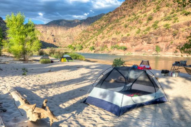 Camp set-up alongside the river