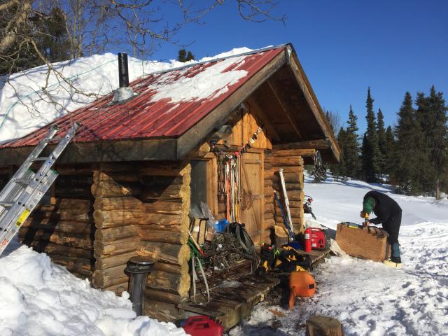 Cabin in snow
