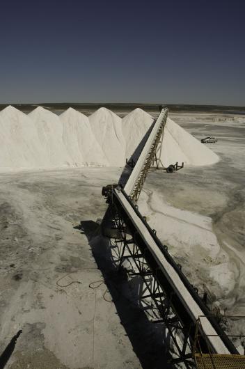 Washed salt stockpile from United Salt Corporation in New Mexico.