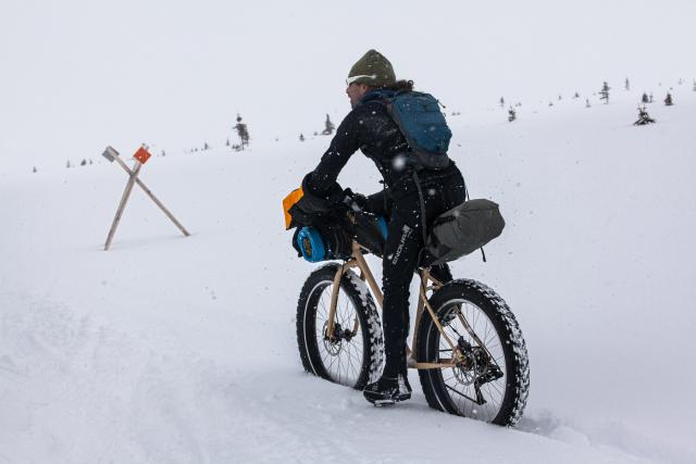 Cyclist in snow