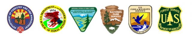 logos of the Arizona Department of Forestry and Fire Management, Bureau of Indian Affairs, Bureau of Land Management, National Park Service, U.S. Fish and Wildlife Service, and U.S. Forest Service