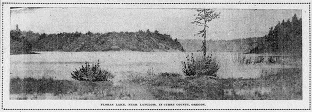 Early photo of Floras Lake, from the Portland Morning Oregonian, Aug. 7, 1903.