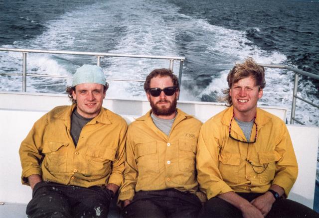 Three men on boat