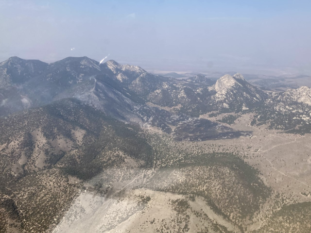 Aerial view of the Elbow fire in the Toano Range. 
