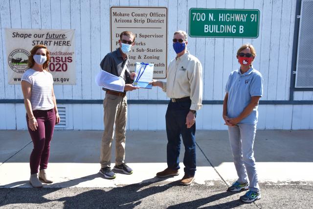 BLM Arizona Strip Assistant Field Manager Amanda Sparks, Mohave County Public Works Director Steven Latoski, BLM Arizona Strip District Manager Michael Herder and BLM Arizona Strip Field Manager Lorraine Christian.  