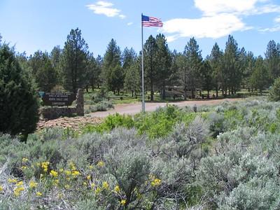 image of campground in a forest.