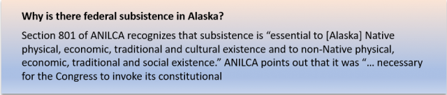 Text box describing why there is federal subsistence in Alaska