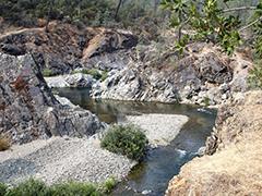 A river running through a gorge.