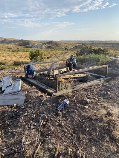 Beginning construction of physical safety closure and bat cupola on abandoned mine.