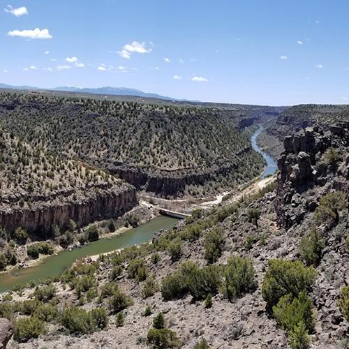 A view of the Rio Grande Gorge from the top of the rim.