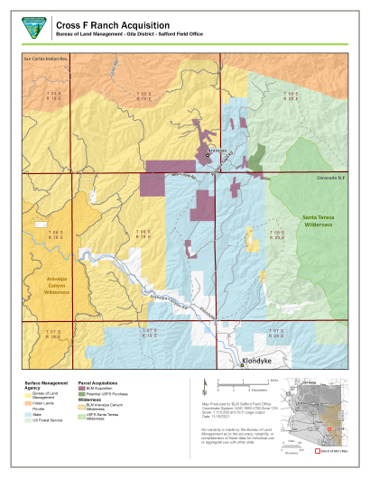 map showing the lands that are northeast of Aravaipa Canyon Wilderness and that were acquired as part of the land acquisition