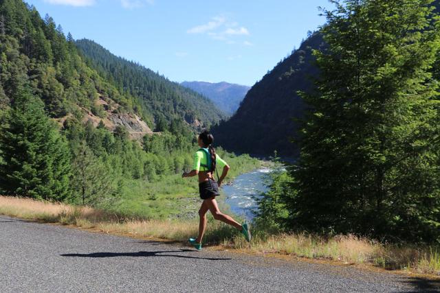 A runner participates in the annual Rogue River Relay race