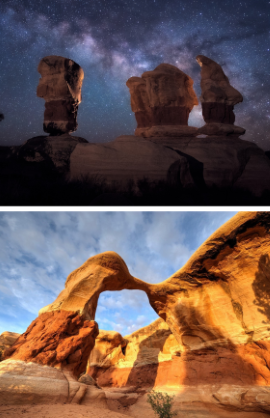 Devli's Garden with views of the stars and rock formations in Grand Staircase-Escalante National Monument