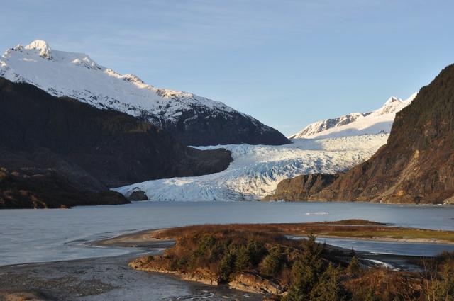 Mendenhall Glacier seen from the far lakeshore