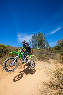 Dirt bike on a dusty trail.