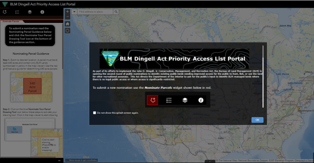 active link for the BLM Dingell Act Priority Access List Portal.