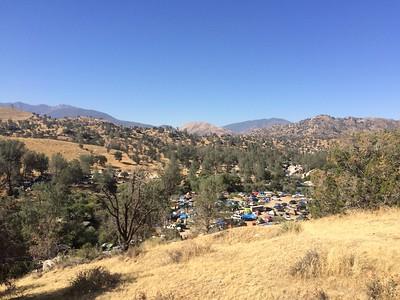 Campers in dry hills