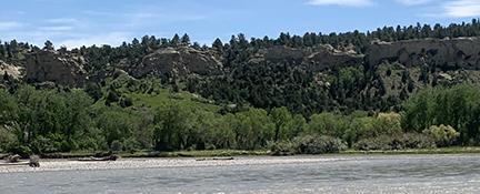 Yellowstone River, bank, and wooded area