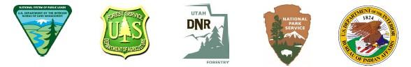 BLM, US Forest Service, DNR Utah, National Park Service, Bureau of Indian Affairs logos