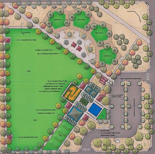The architect's drawing for a proposed municipal park in Enterprise, NV