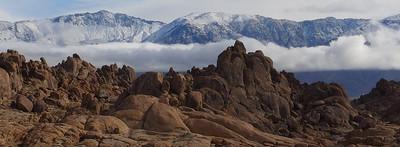 Clouds move through the Alabama Hills