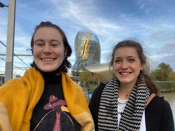 Margaux and Peggy’s daughter are all smiles in France at La Cité du Vin.