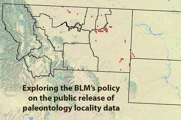 A map with red dots illustrates the occurrence of tyrannosaur fossils in Montana/Dakotas without revealing exact locations.