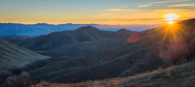 Sunset over the hills. 