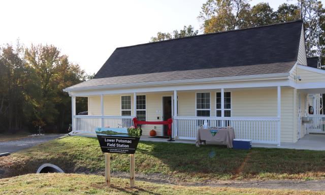 Lower Potomac Field Station office building with sign 