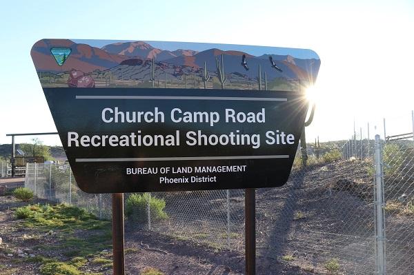 Church Camp Road Recreational Shooting Site sign