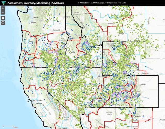 Screenshot of the Assessment, Inventory and Monitoring (AIM) and Rangeland Analysis Platform (RAP) tool