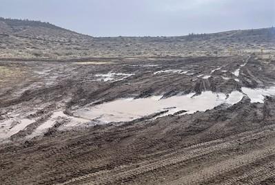 Muddy roads in the high desert.