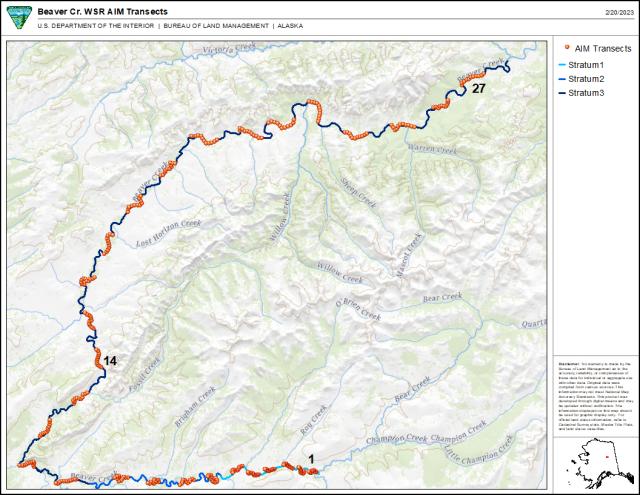 Map of Beaver Creek Wild and Scenic River depicting the segments of river.