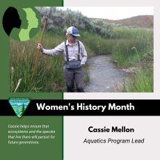 Featured Women's History Month infographic of Cassie Mellon. 