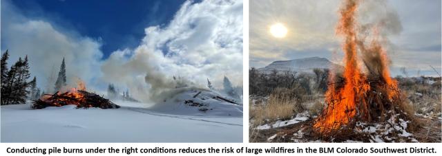 Conducting pile burns under the right conditions reduces the risk of large wildfires in the BLM Colorado Southwest District.