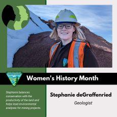 Featured Women's History Month infographic of Stephanie deGraffenried. 