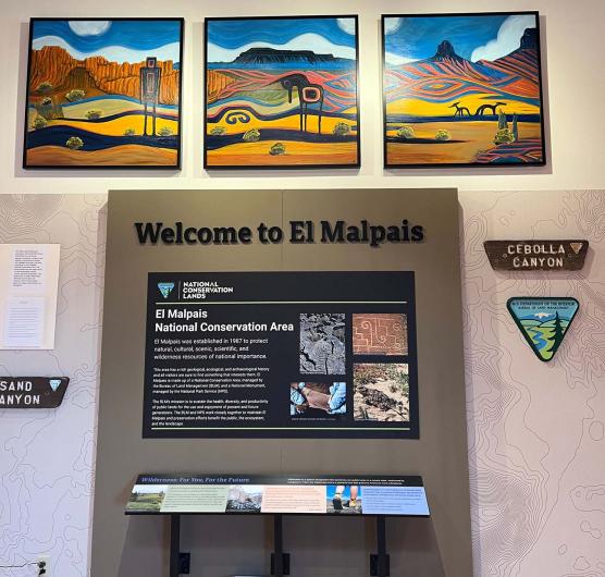 Artwork from the community art program at the El Malpais visitor cetner.