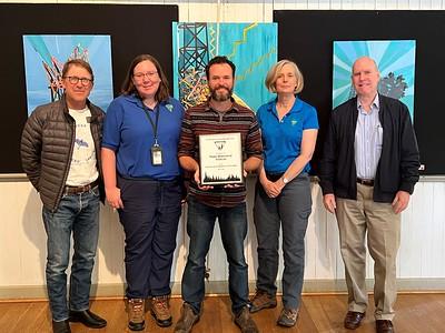  Pictured (left to right) is Bob Erickson, founding board member of the YWI; Liz Meyer-Shields, BLM Branch Supervisor; Chris Friedel, YWI Executive Director; Karen Mouritsen, BLM State Director; and Chris Dallas, Central Subregion representative for the Sierra Nevada Conservancy. 