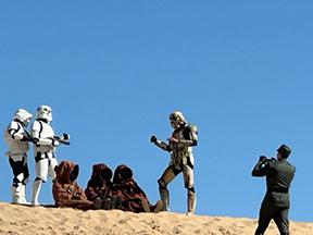 Star wars characters on a sand dune