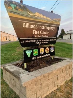BLM entrance sign to the Billings Cache facility