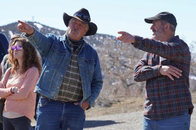 SWRAC member and BLM field manager point during a discussion.