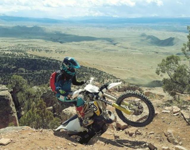 Dirt biker in the Gunnison Gorge NCA OHV area.