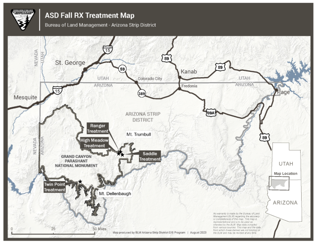 Map of prescribed burn area in the Arizona Strip District