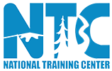National Training Center Logo letters blue with cutouts