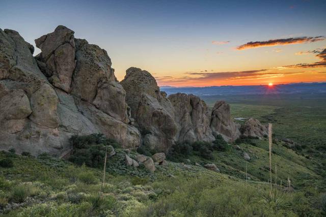 La Cueva rock shelter at sunrise. 